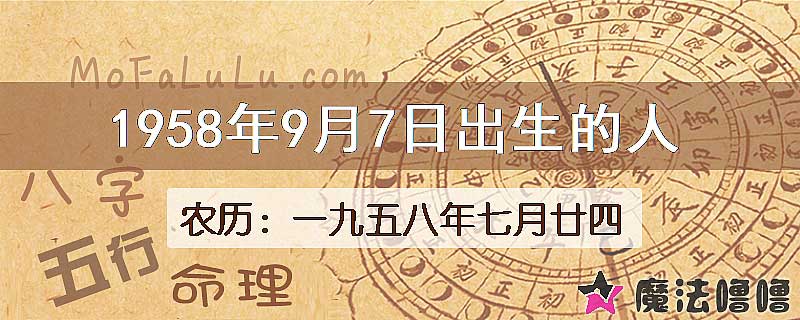 1958年9月7日出生的人
