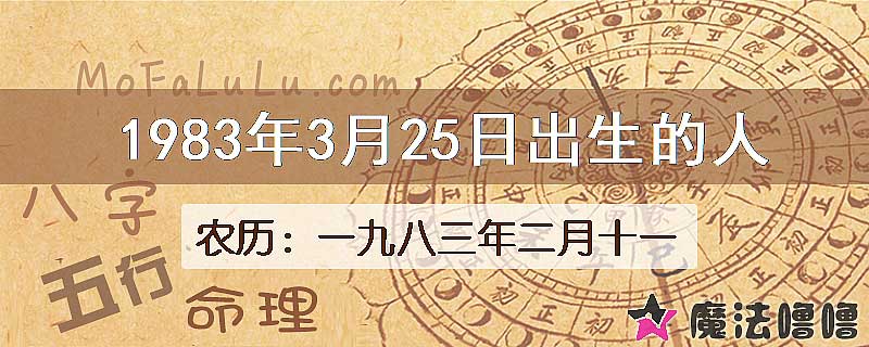 1983年3月25日出生的人