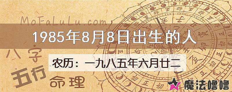 1985年8月8日出生的八字怎么样？