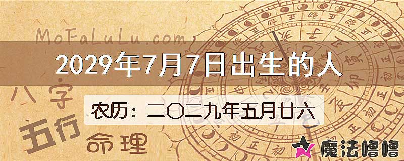 2029年7月7日出生的人