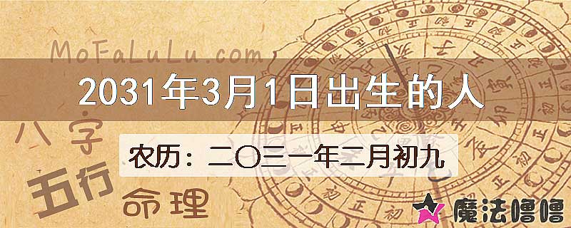2031年3月1日出生的人