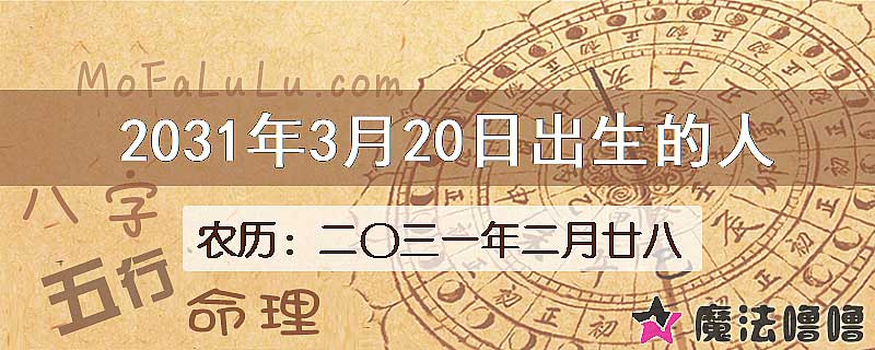 2031年3月20日出生的人