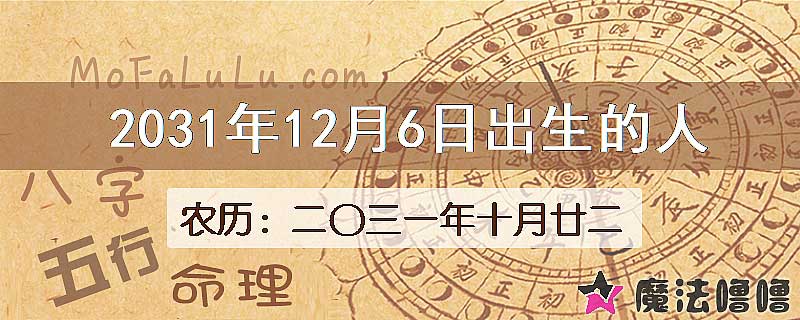 2031年12月6日出生的人