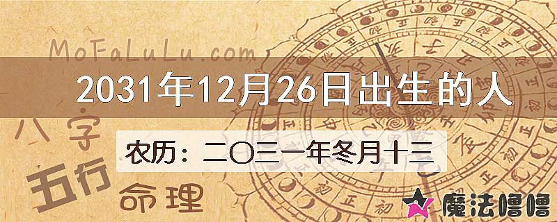 2031年12月26日出生的人