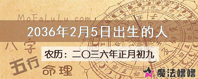 2036年2月5日出生的人