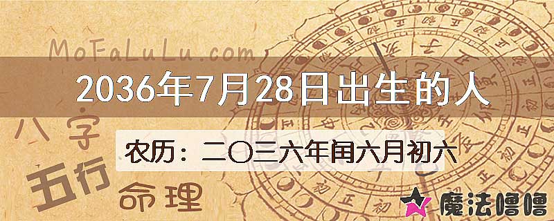 2036年7月28日出生的人
