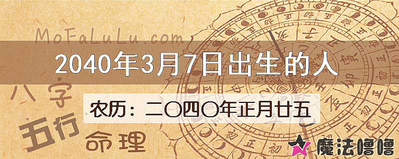 2040年3月7日出生的人
