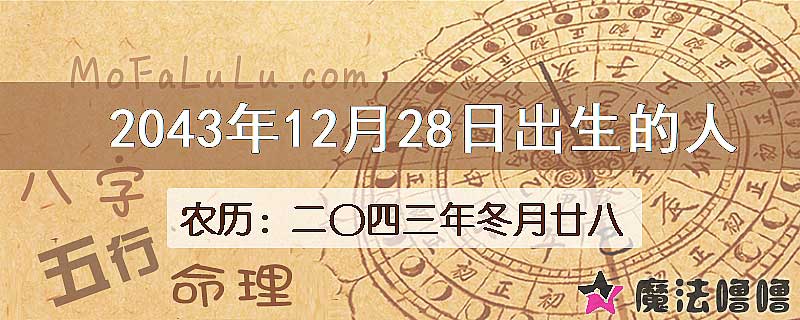 2043年12月28日出生的人
