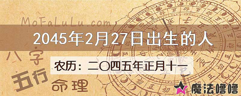 2045年2月27日出生的人