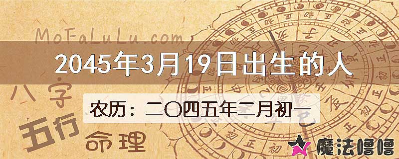 2045年3月19日出生的人