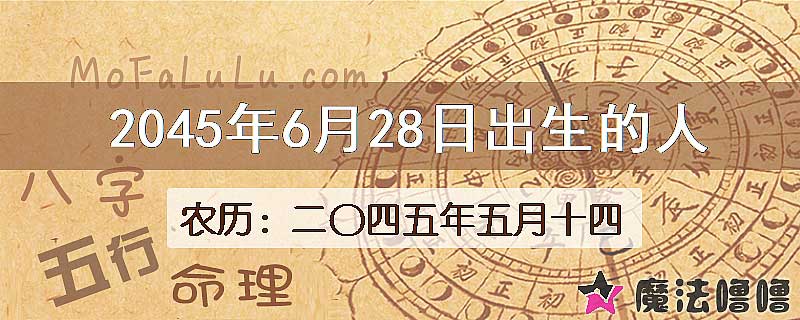 2045年6月28日出生的人
