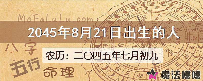 2045年8月21日出生的人