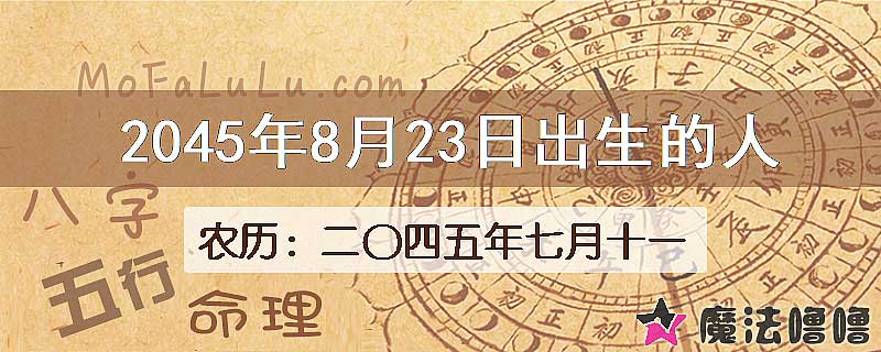 2045年8月23日出生的人