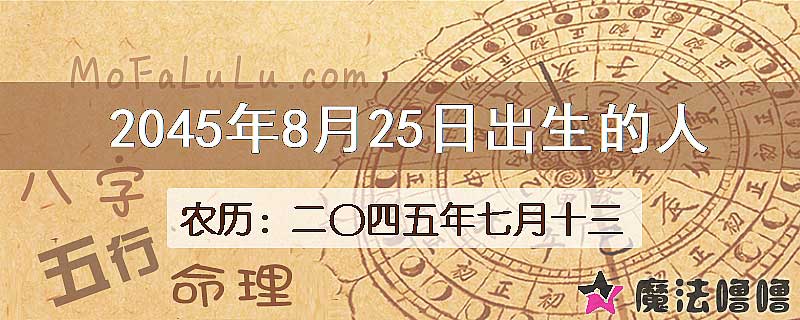 2045年8月25日出生的人