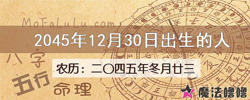 2045年12月30日出生的人