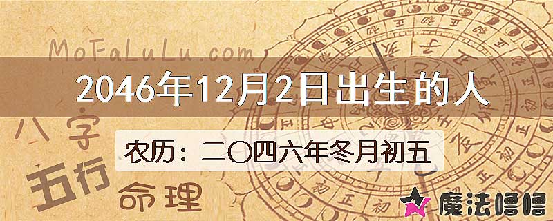 2046年12月2日出生的人
