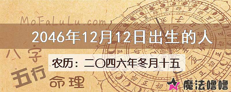 2046年12月12日出生的人