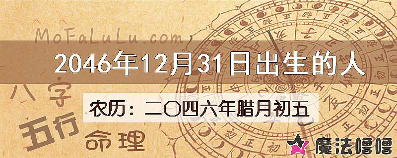 2046年12月31日出生的人
