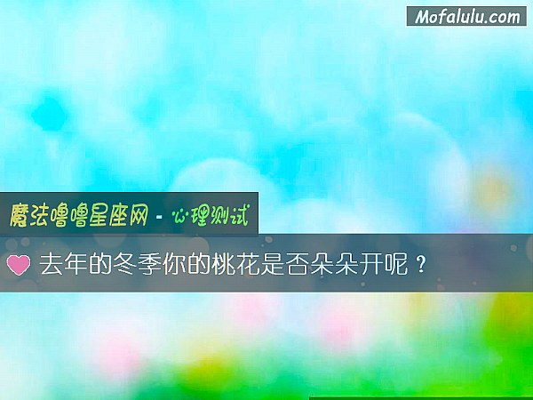 去年的冬季你的桃花是否朵朵开呢？